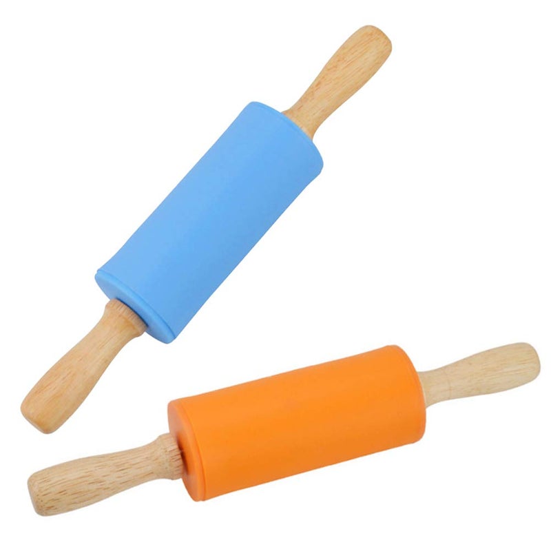 Koogel 9 Inch Mini Rolling Pin, 2 PCS Wooden Handle Rolling Pin for Kids Dough Rollers for Baking Supplies Home Kitchen - Image 1